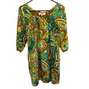 Retro Tibi Paisley Silk & Cotton Mini Dress